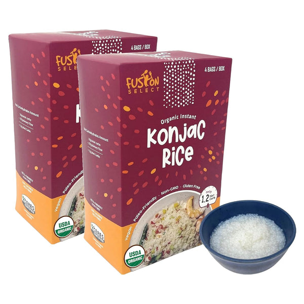 Fusion Select 8 Packs Organic Konjac Noodles - Shirataki Rice Plant-Based Substitute