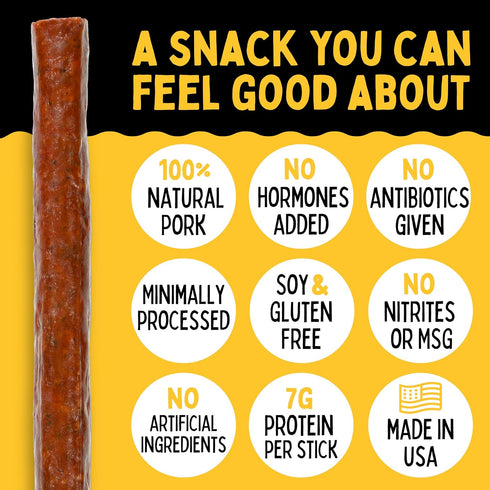 (1-oz 12-Count) BBQ & Pineapple Natural Pork Meat Sticks, Sogo Snacks, No Nitrates, Gluten, Soy, MSG, Dairy or Nuts.