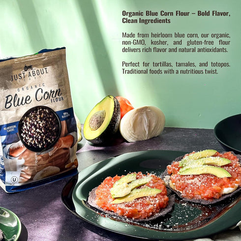 1lb, USDA Organic Blue Corn Flour Flour for Tortillas, Sopes, and Mexican Dishes, Gluten-Free, Kosher and Vegan, Masa