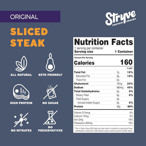 32g Pack 4 Stryve Protein Snacks - Better Than Jerky Steak Snacks. Protein Rich, Beef Biltong | Protein, Sugar Free