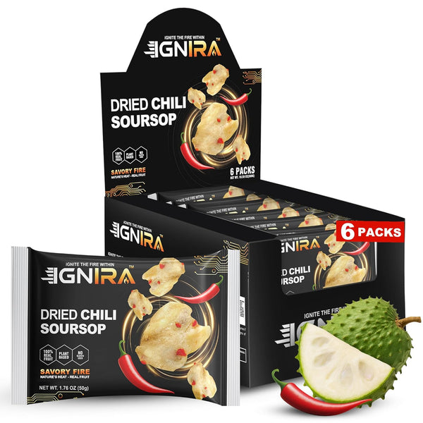 IGNIRA Spicy Dried Soursop with Chili, Vegan Sweet & Hot Fruit Snacks,