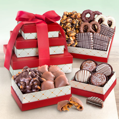 3 A Gift Inside Chocolate, Caramel and Crunch Box Gift Tower