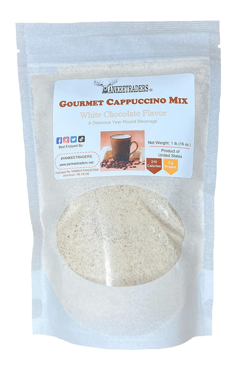 16 Oz YANKEETRADERS White Chocolate Cappuccino Mix, Premium Coffee Beverage, Bag