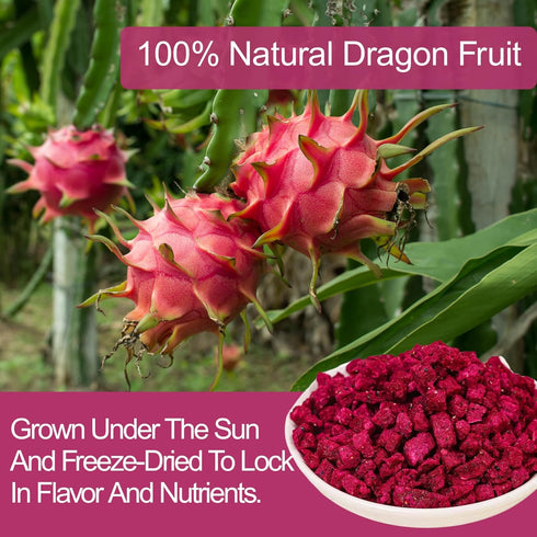 6oz Pieces,170g Freeze Dried Dragon Fruit Dragon Fruit Chunks for Smoothies, Baking, Yogurt, Breakfast & Pink Drink