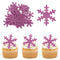 Gyufise 50Pcs Purple Edible Cupcake Toppers, Snowflakes Cake Decoration for Winter Birthday Party Supplies