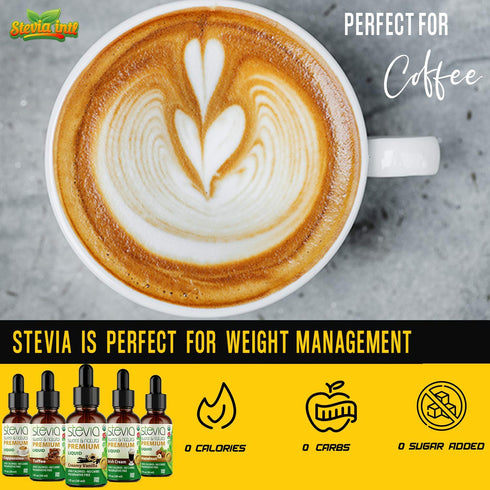 (Pack 5) 5 0 0 (1oz) Stevia Intl - of Coffee Lovers Bundle with Flavors. Stevia Liquid Drops. All Naturally Sweet