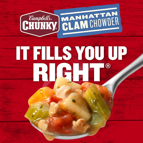 18.8 oz 12) Campbell's Chunky Soup, Manhattan Clam Chowder, can (Case