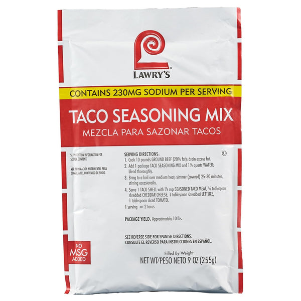 Lawry's Taco Seasoning Mix, 9 oz, Best for Chicken, Beef, Fish, Pork or Plant-Based Tacos