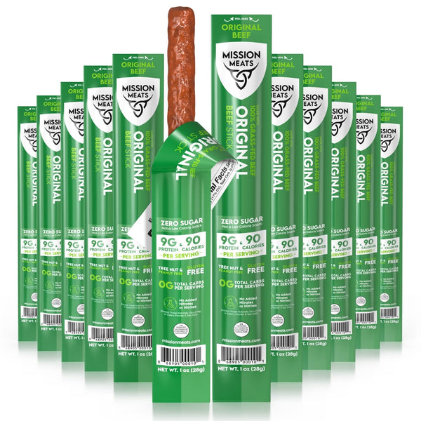 Mission Meats Beef Sticks 100% Grass Fed Beef, Zero Sugar, Healthy Snacks,
