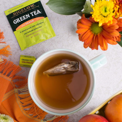 Bigelow Tea with Peach, Caffeinated Green Tea, 20 Count, Pack of 6