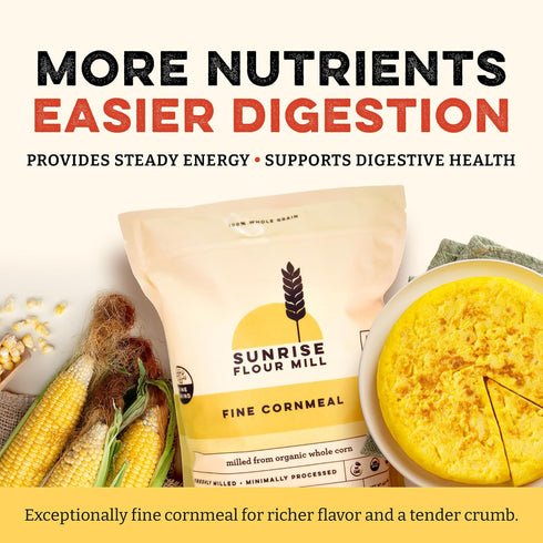 2 LB Sunrise Flour Mill Organic Fine Cornmeal | | Yellow Cornmeal | Corn Flour | Fine Corn Meal | Milled from Organic
