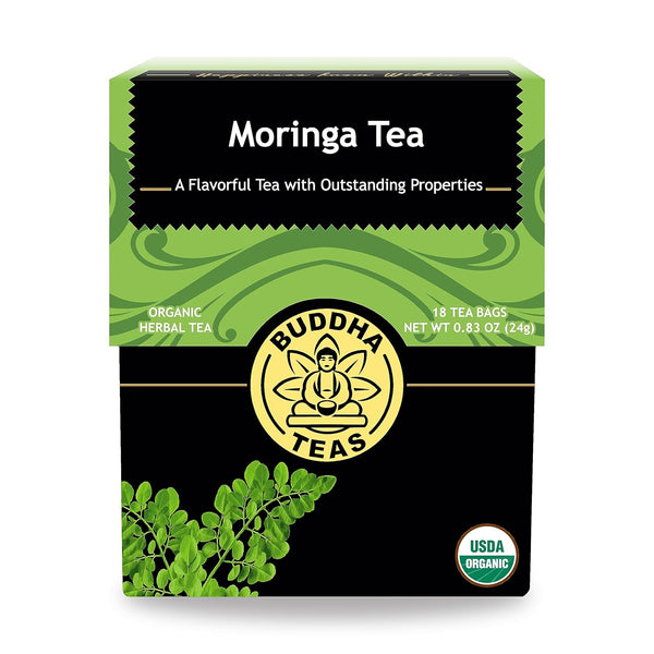 Buddha Teas Moringa Tea, Herbal Tea, Caffeine Free, 18 Tea Bags