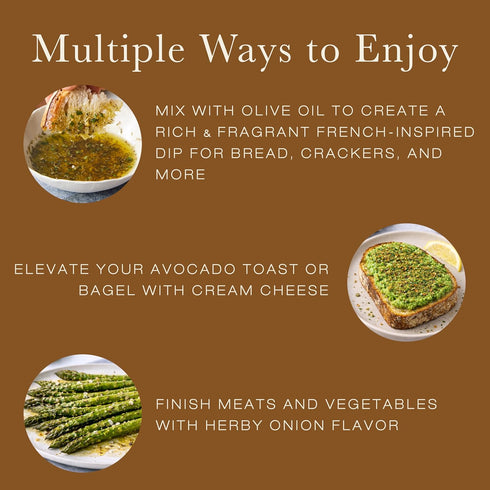 Onion Provencal Gourmet Chive & Toasted Onion Seasoning | Bread Dipping Seasoning | Perfect Toasted Bakery Topping