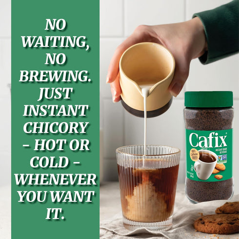 7.05oz (Pack 4) Cafix All Natural Instant Chicory Coffee Alternative, Great-Tasting, Rich and Bold, Zero Caffeine - Jar