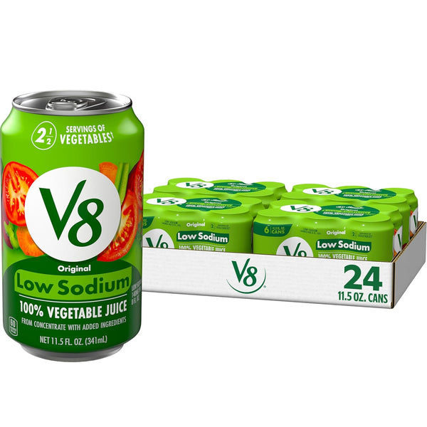 V8 Low Sodium Original 100% Vegetable Juice, Vegetable Blend with Tomato Juice,