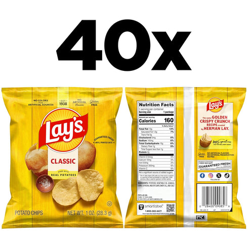 1 (Pack 40) Lay's Potato Chips, Classic, Ounce