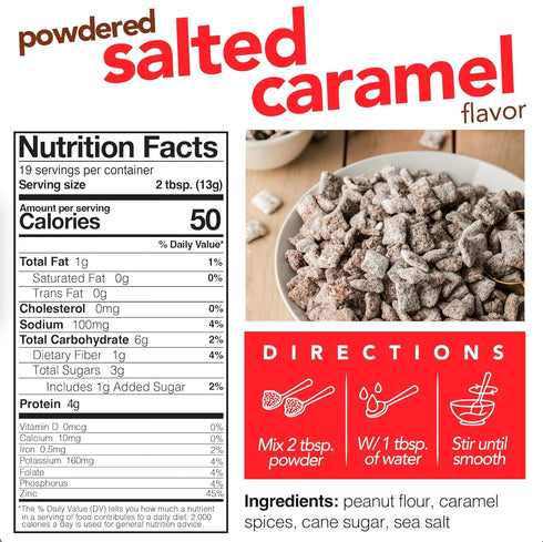 (9oz Nuts N More Salted Caramel Butter Powder - Peanut Protein, Low Carb, Low Sugar, Gluten Free, Non-GMO, All-Natural