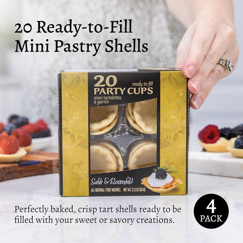 2.10 oz (Pack 4), 80 Sable & Rosenfeld Ready to Fill Party Cups, Mini Pie Shells of Pastry Cups, Sweet or Savory Tartes