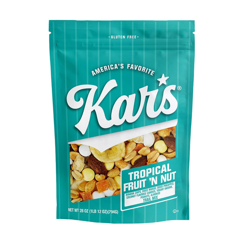 Kars Nuts Tropical Fruit N Nut Trail Mix, 28 oz Resealable Pouch
