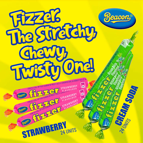 48 (2 Packs) Beacon Fizzers Soda Cream and Strawberry Flavour Units - Authentic South African Candy Lollies