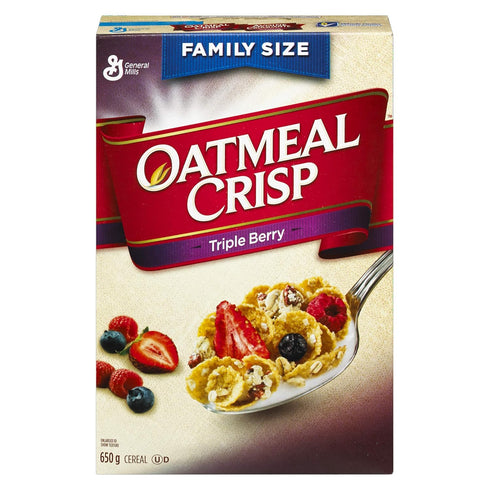 Oatmeal Crisp 650g/22.9oz, General Mills Family Size Triple Berry Cereal, (Imported from Canada)