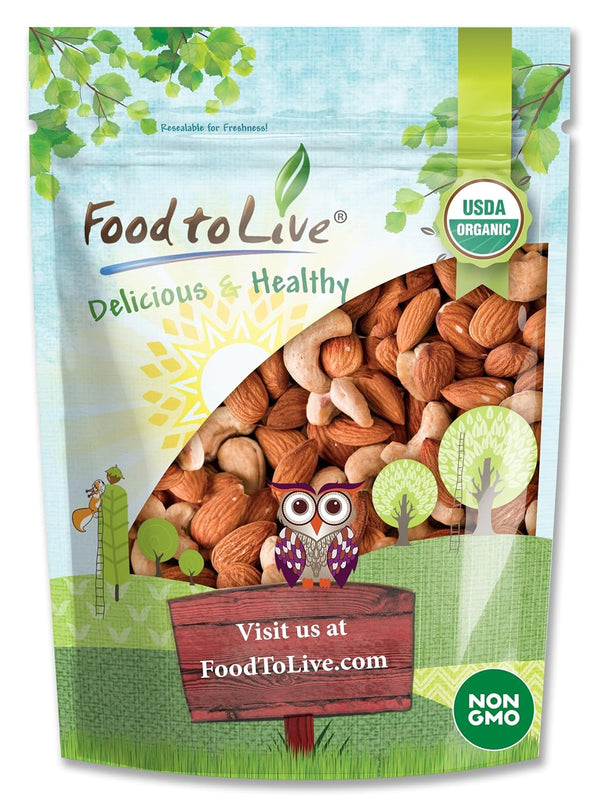 Food to Live Organic Dry Roasted Almonds and Cashews Mix, 8 Ounces