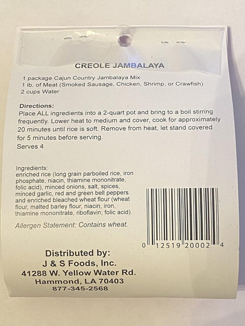 Cajun Country 6.5 4 Creole Jambalaya Seasoning Mix With Rice, Ounce Bag (No MSG, All Natural Ingredients - Makes