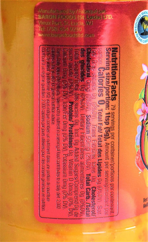 ODatzgood 14oz (397 2-Pack Packaged Baron West Indian Hot Sauce g) Product of St. Lucia Curated & by