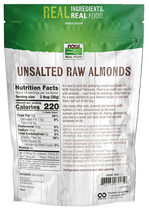 16-Ounce (Packaging (Pack 2) NOW Foods, Almonds, Raw and Unsalted, Source of Protein, Grown in the USA, May Vary)