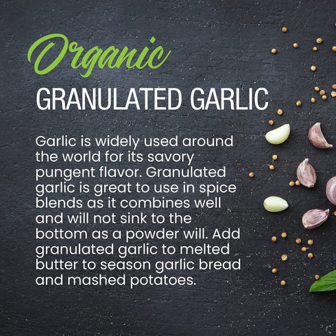 The Spice Lab Organic Garlic Powder Granulated, Gluten Free Dried Garlic in 2.6 oz French Jar