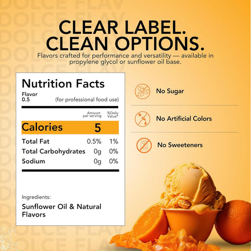 2 Pack 2 Dolce Flav Natural Orange Extract Ounce Oil-Soluble Kosher, Sugar-Free, Concentrated Citrus Flavor for Candy