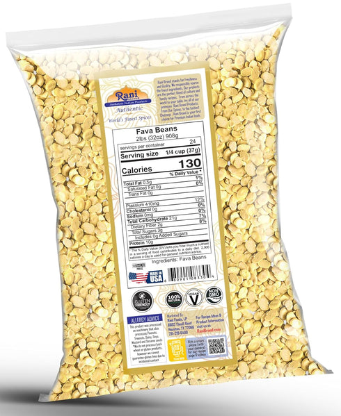 32oz (2lbs) 908g Rani Fava Beans (Split Broad Beans Skinless) ~ All Natural | Gluten Friendly | Non-GMO | Kosher |