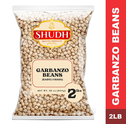 2lbs Shudh Kabuli Chana, Garbanzo Beans (White Chickpeas) ~ All Natural | Vegan | Gluten Friendly | Non-Gmo