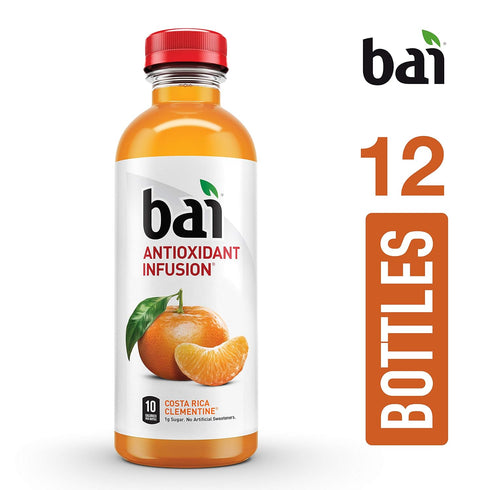 18 (Pack 12) Bai Flavored Water, Costa Rica Clementine, Antioxidant Infused Drinks, Fluid Ounce Bottle