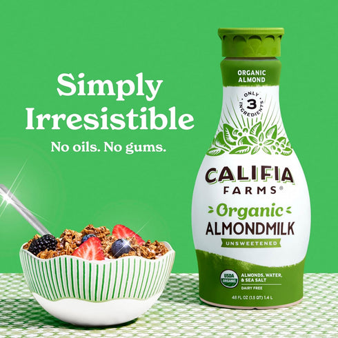 48 Oz, Califia Farms - Organic Unsweetened Almond Milk, Dairy Free, Keto, Vegan, Plant Based, Organic Milk, Non GMO