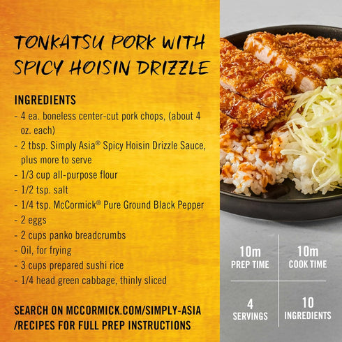 8 oz Simply Asia Drizzle Sauce, Spicy Hoisin, Savory, Spicy & Sweet Condiment Sauce For Drizzling On Noodles, Rice