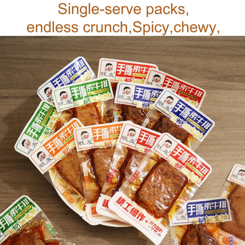 4 Pack, 20 (1.23lbs)- package Hand Torn Spicy Dried Tofu Snacks - Chinese Bean Curd, Flavors Variety Individual Bags