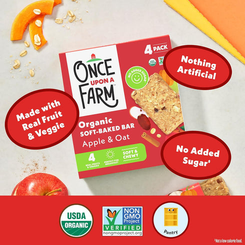 Multipack, 4pk Once Upon a Farm Organic Soft Baked Kids' Bar Apple & Oat