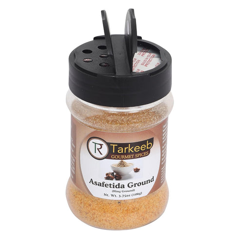 Tarkeeb Asafetida (Hing) Ground 3.75oz Shaker Top PET Jar, All Natural, Vegan, Non-GMO, Indian Spice