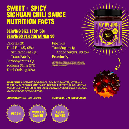 16oz (Pack 1) FLYBYJING XL Sweet + Spicy Sichuan Chili Sauce: Premium Sweet Chili Oil for Drizzling, Stir Fry