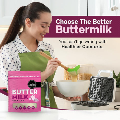 (12oz) Healthier Comforts Premium Cultured Buttermilk Powder | Kosher, Gluten Free, Non-GMO | Pancakes, Biscuits, Salad