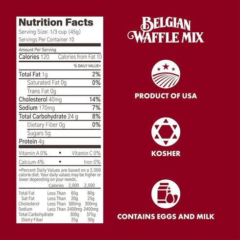 Classique Fare Belgian Waffle Mix, 16 Oz Boxes (Pack of 3), Makes Waffles, Pancakes, Muffins & Crepes