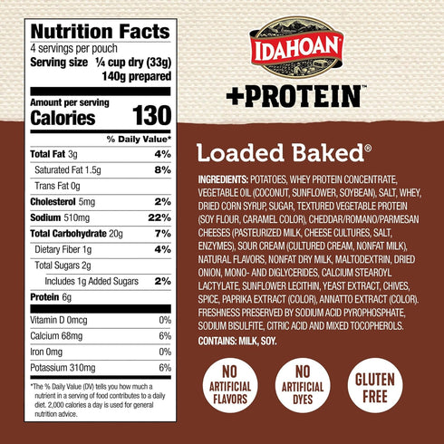 100% 4 4.6 (Pack 10) Idahoan Loaded Baked +Protein Mashed Potatoes, Naturally Gluten-Free, Real Idaho Potatoes