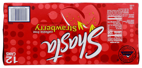 12-Pack 12oz Shasta Strawberry Soda | Bold, Ripe Strawberry Flavor | Caffeine-Free Soft Drink | of Cans | Sweet