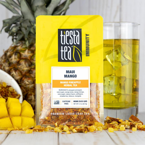 Tiesta Tea Maui Mango, Loose Leaf Herbal Tea, Mango Pineapple Blend, Non-Caffeinated, 2.2 Ounce Pouch