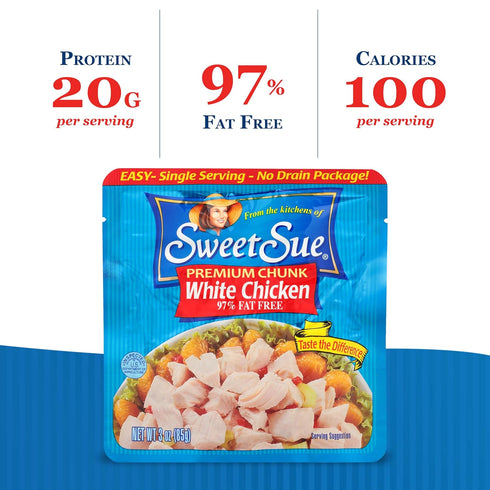 3 20g 97% (Pack 3) Sweet Sue Premium Chicken Breast, Ounce - Protein per Serving, Fat Free - Gluten Free, Keto Friendly