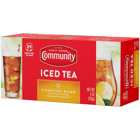 Community 288 24 Count (Pack 12) Coffee Signature Iced Tea, Family Size Tea Bags, Box