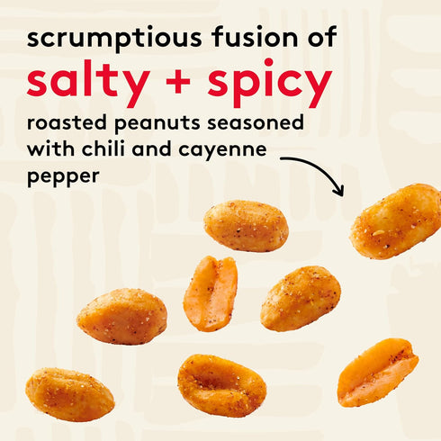 7.5 oz 6 Pack Snak Club Hot and Spicy Peanuts, Chili and Cayenne Pepper Seasoned Nuts, Gluten-Free and Kosher Snack