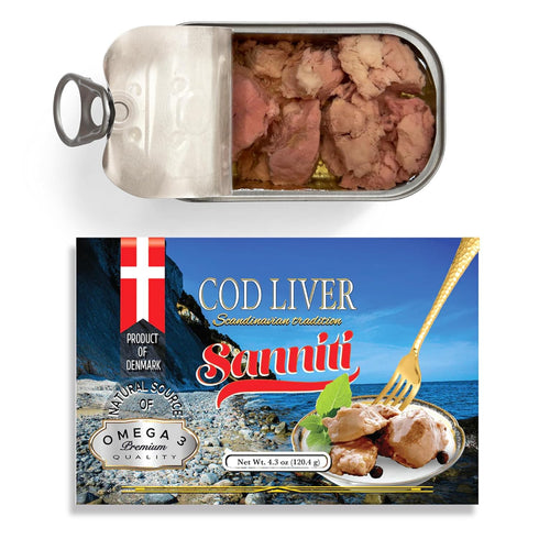 4.3 oz (Pack 12) Sanniti Cod Liver, Scandinavian Edition