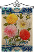 Breeze Decor Floral Dahlia Bouquet Burlap Garden Flag Set Wall Hanger Spring Sunflower Tulip